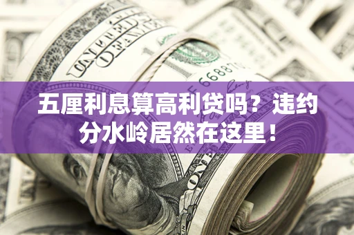济南五厘利息算高利贷吗？违约分水岭居然在这里！